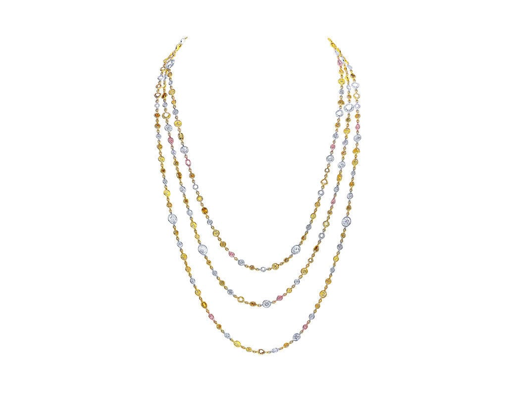 Rivière 18k Gold Grand Multicolor Diamond Necklace