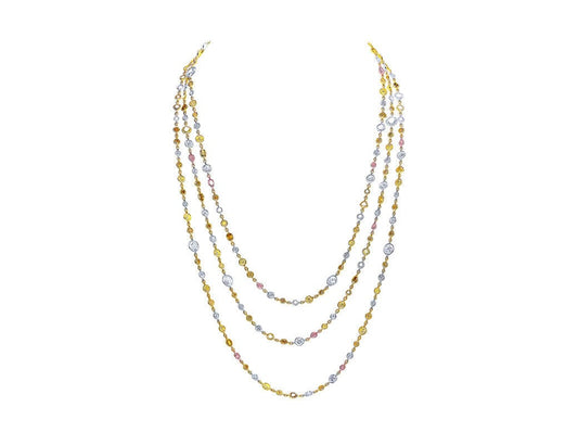 Rivière 18k Gold Grand Multicolor Diamond Necklace