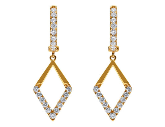 Odelia 18kt Rose Gold Diamond Rhombus Earrings
