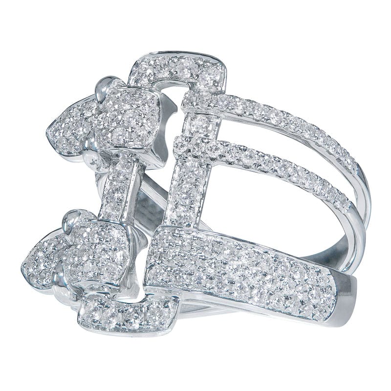 18K White Gold Diamond Contemporary Buckle Ring