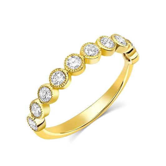 18k Yellow Gold 0.60ctw Diamond Round Half Band