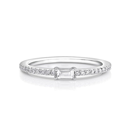 18kt White Gold Baguette Pavè Diamond Band