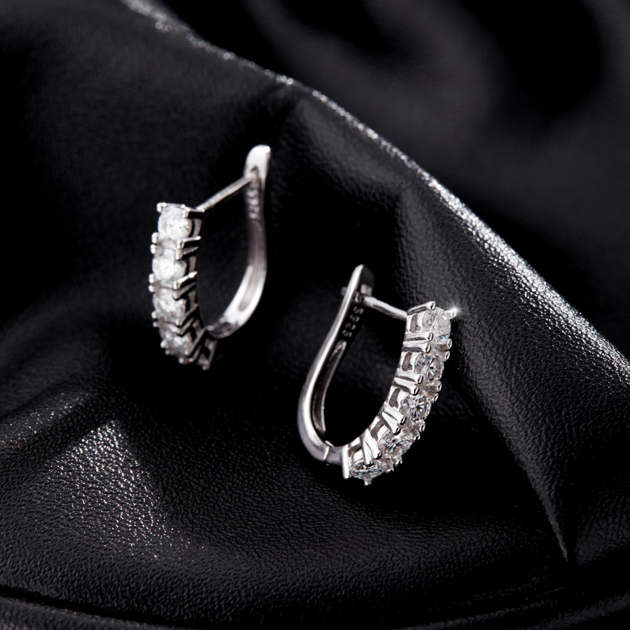 Elegant D Color Moissanite U-Shape Earrings – 925 Sterling Silver