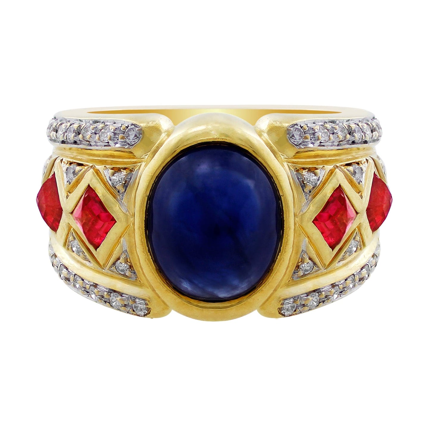 Estate 4ct Sapphire Ruby Diamond Ring