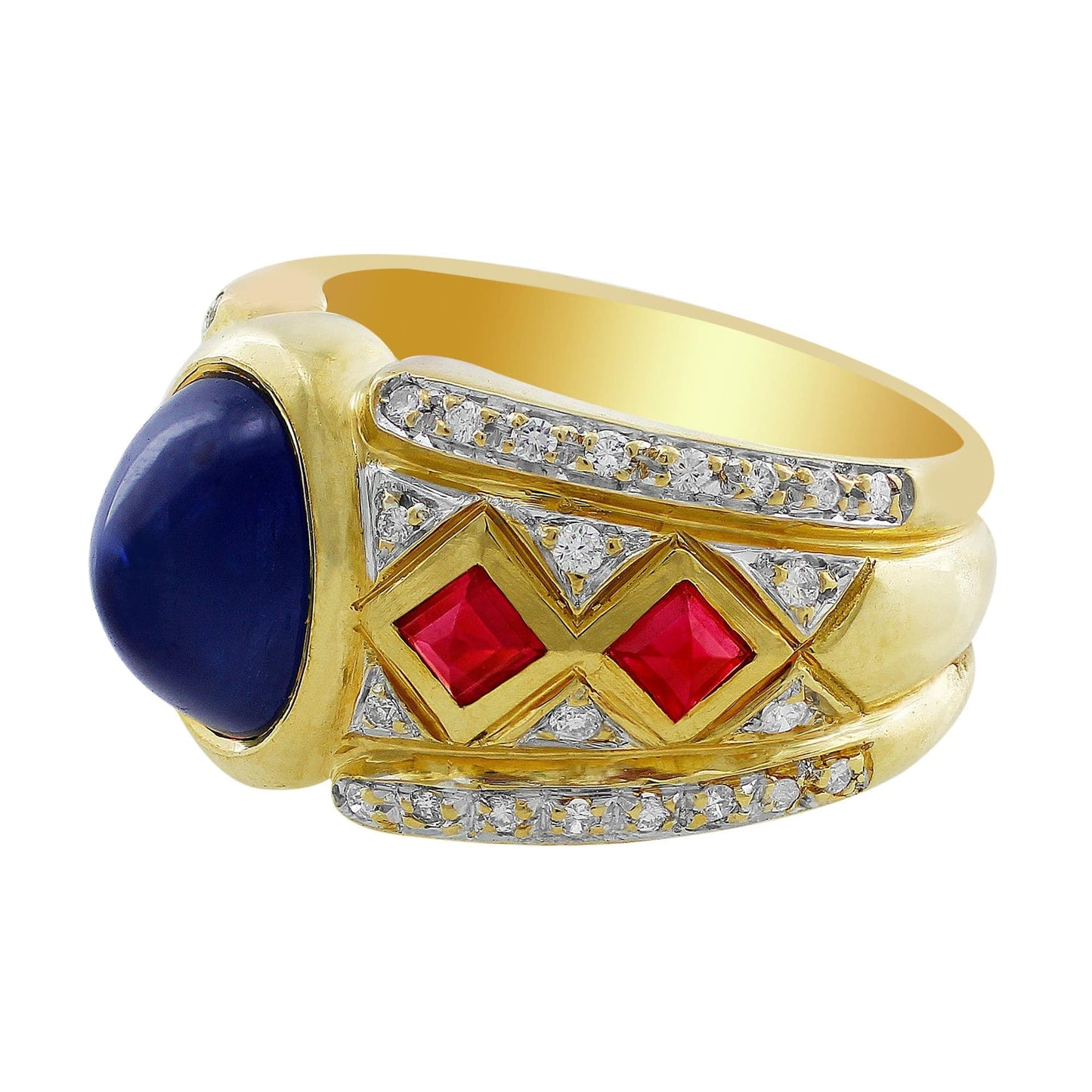 Estate 4ct Sapphire Ruby Diamond Ring