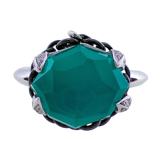 Stephen Webster 18k White Gold Green Agate Diamond Ring