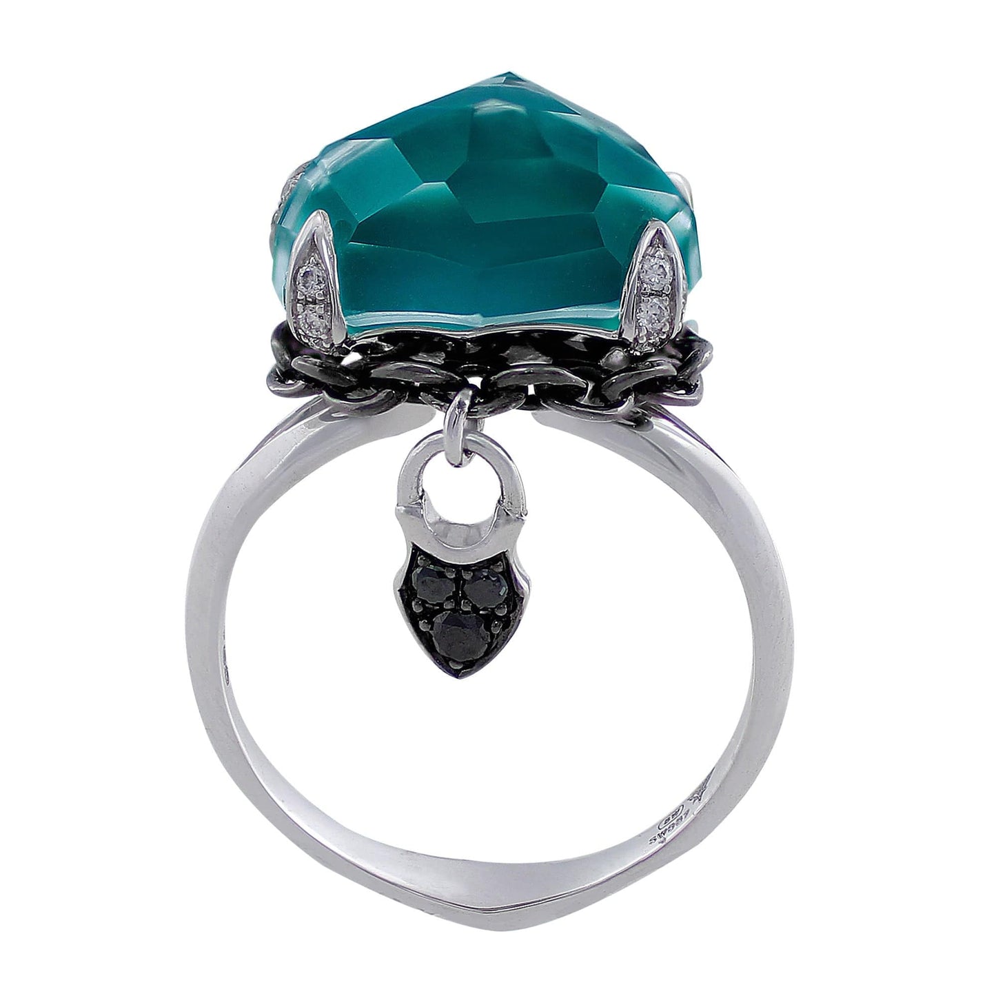 Stephen Webster 18k White Gold Green Agate Diamond Ring