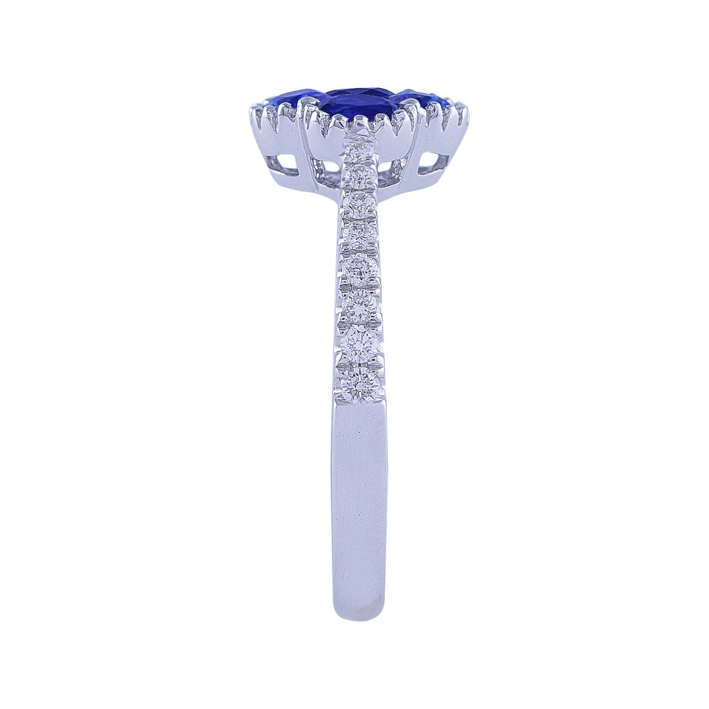 18k White Gold Quatrefoil Sapphire Diamond Ring