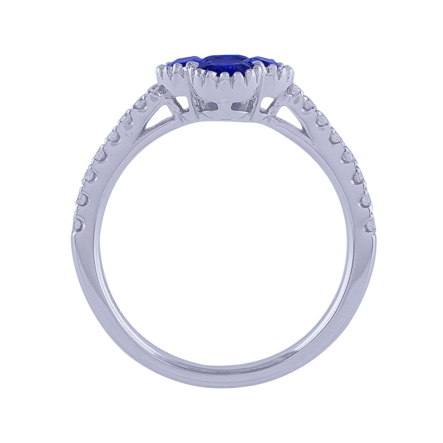 18k White Gold Quatrefoil Sapphire Diamond Ring