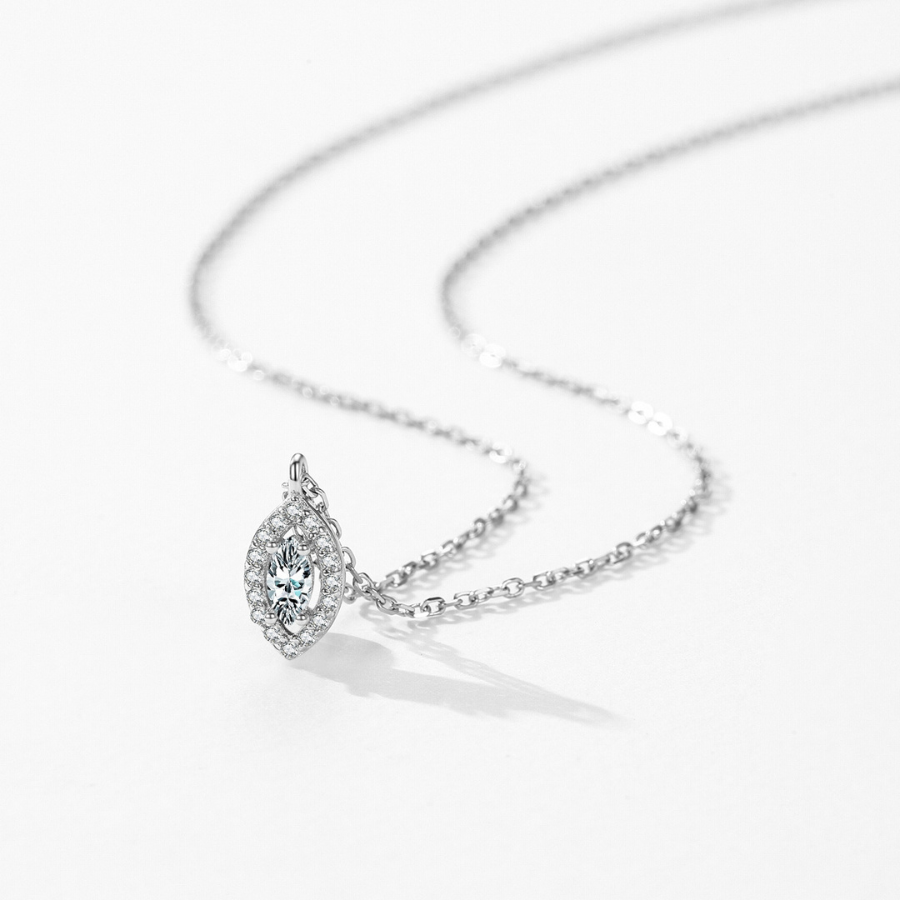 Trendy Rhombus CZ Necklace – Gold Tone 925 Sterling Silver Jewelry