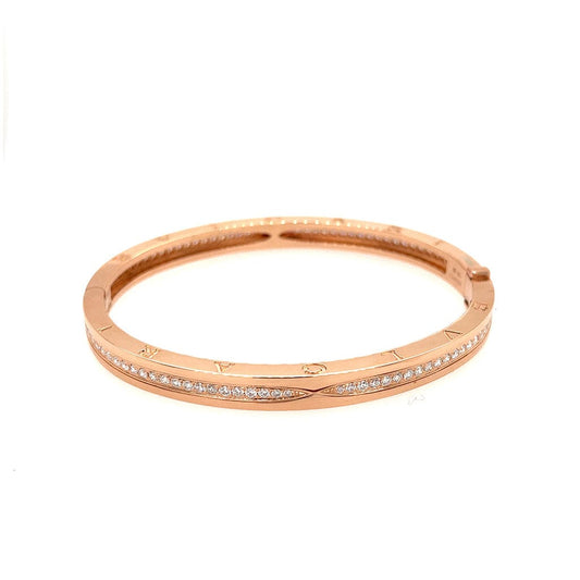 Bulgari 18K Rose Gold Pave Diamond B.Zero1 Medium Bangle Bracelet