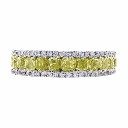 18k White Gold Natural Yellow Diamond Band