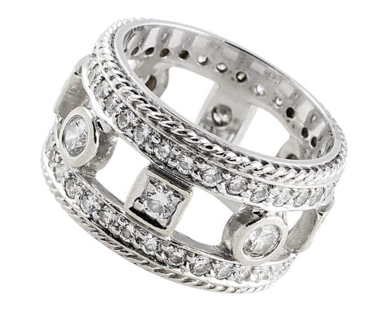 Estate Penny Preville 18k White Gold Diamond Band Ring