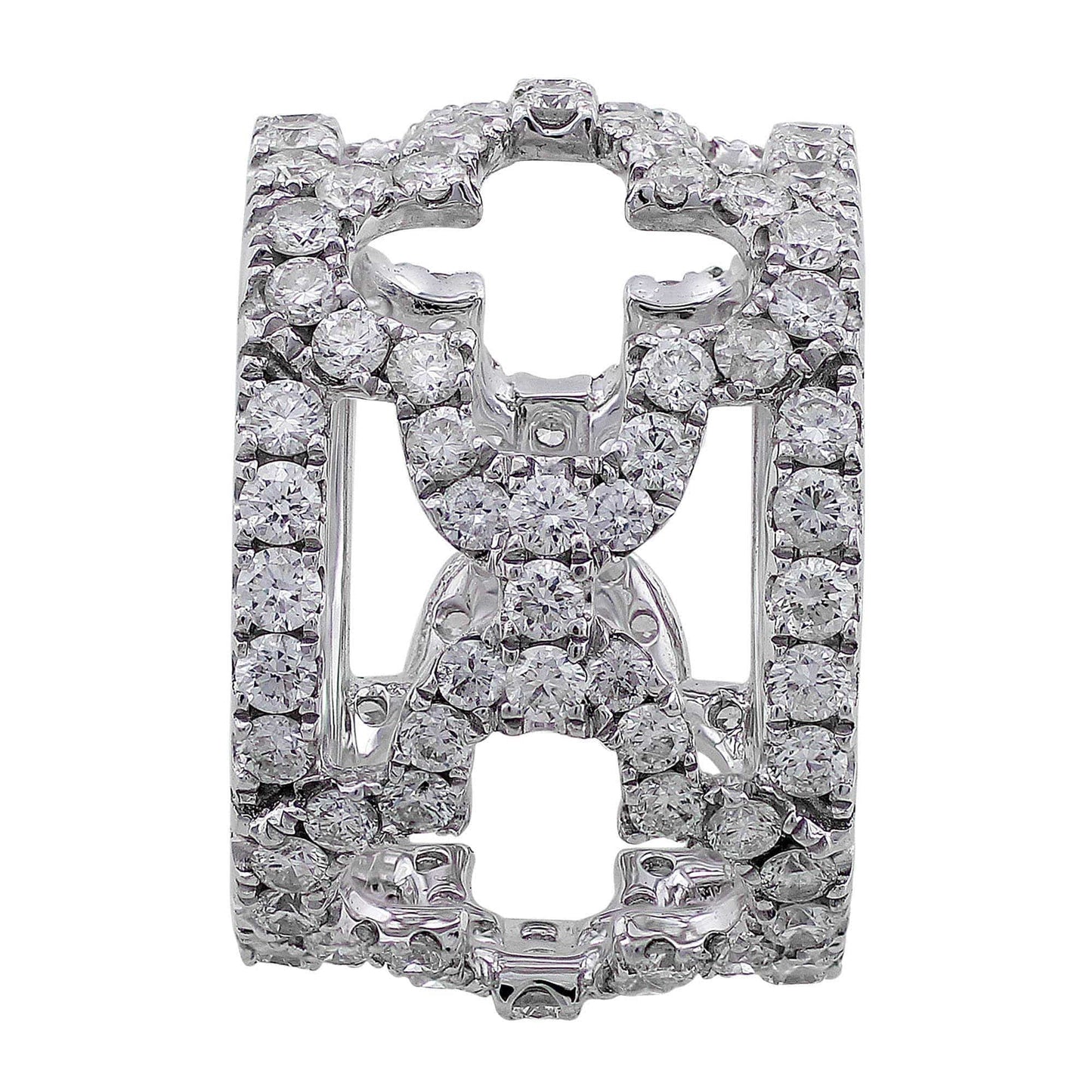 18k White Gold Floral Pave Diamond Ring
