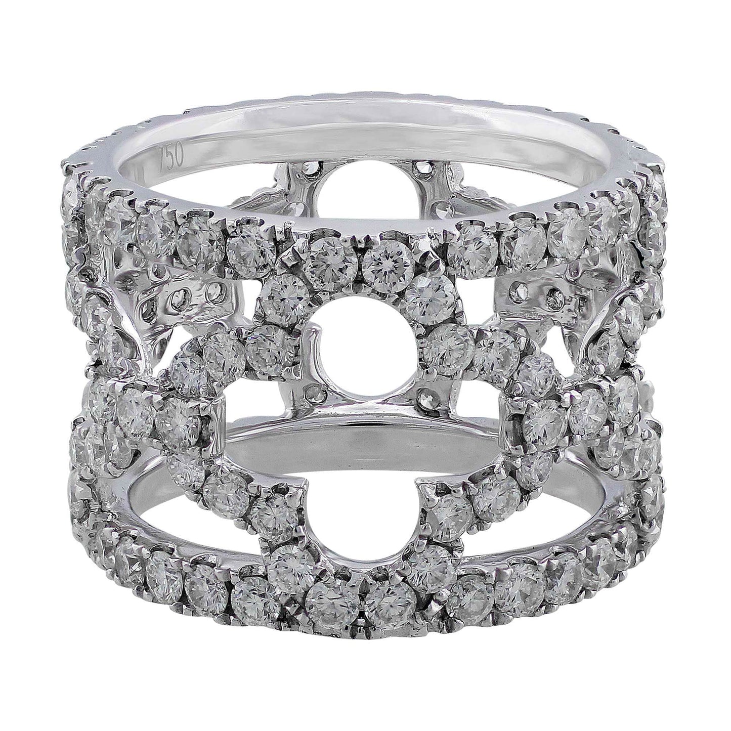 18k White Gold Floral Pave Diamond Ring
