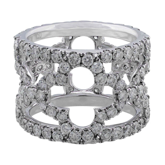 18k White Gold Floral Pave Diamond Ring