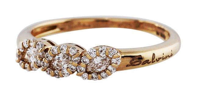 Salvini Three Marquise Diamond Set Rose Gold Band Ring