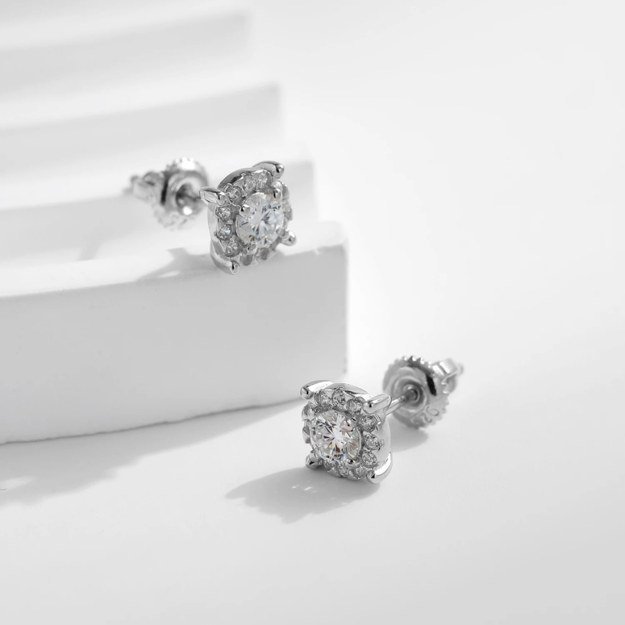 Elegant D Color Moissanite Stud Earrings – 925 Sterling Silver