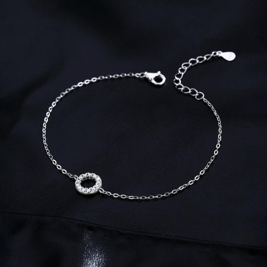 Elegant Hollow Round Moissanite Bracelet – 925 Sterling Silver