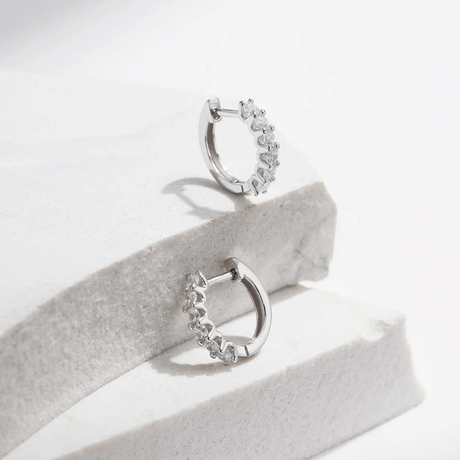 D Color Moissanite Small Hoop Earrings – 925 Sterling Silver