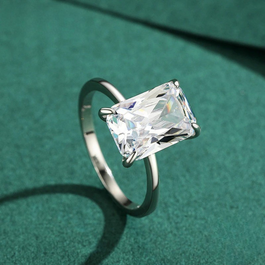 Classic Rectangular Cut CZ Ring – 925 Sterling Silver