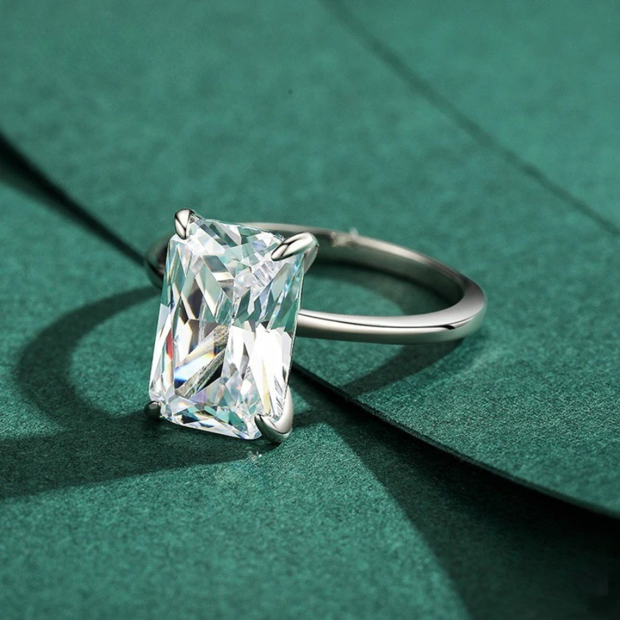 Classic Rectangular Cut CZ Ring – 925 Sterling Silver