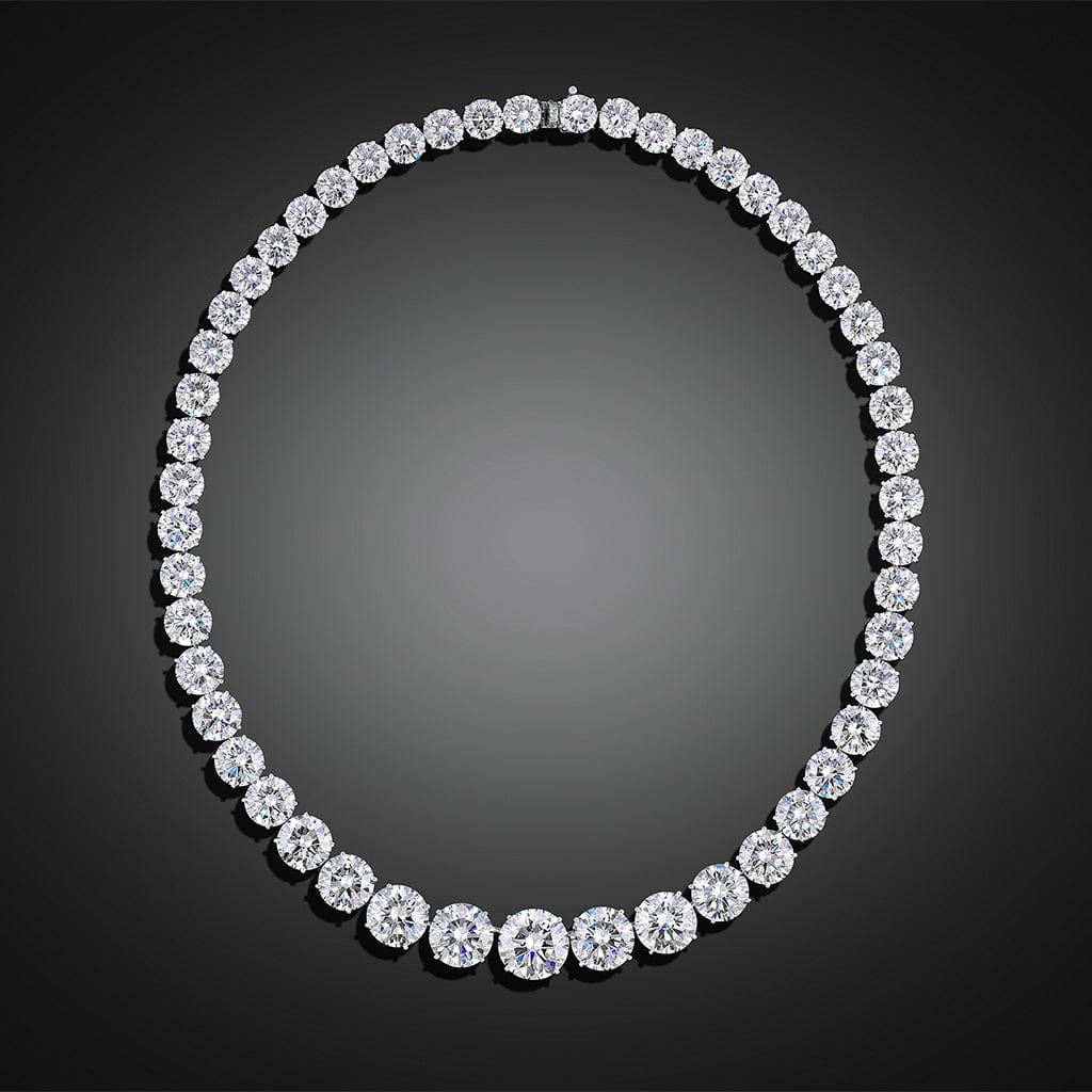 Rivière Platinum 100ct Diamond Necklace, GIA Certified