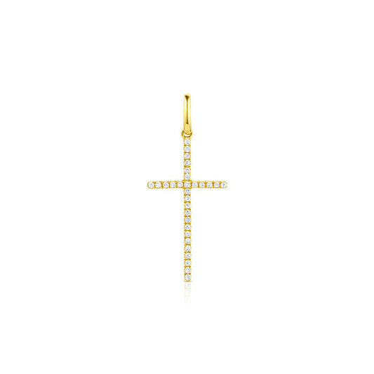 18kt Yellow Gold 30 Diamond Cross Pendant