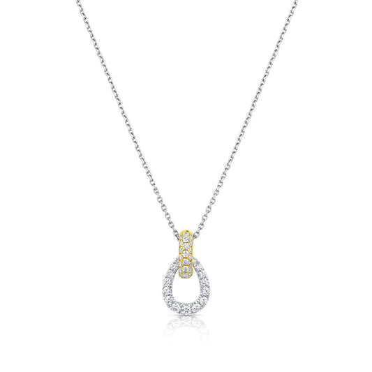 18kt White and Yellow Gold 0.47ctw Diamond Pear-Shaped Pendant Necklace