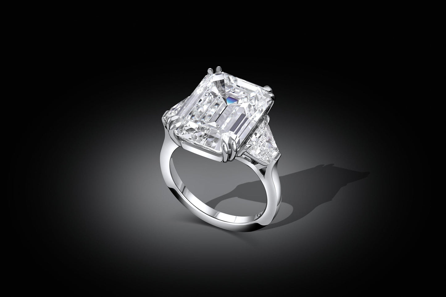 Platinum 11.92ct Center Emerald Cut Diamond Ring