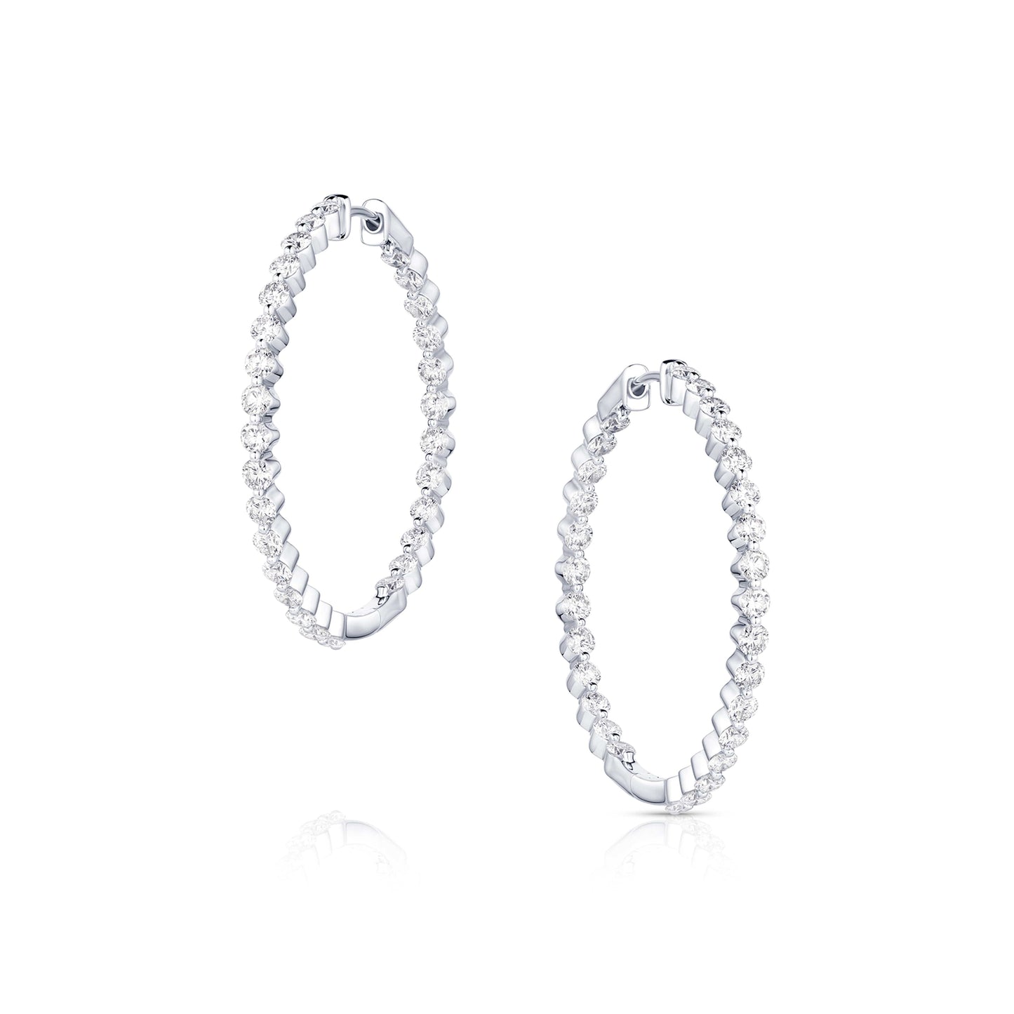 18kt White Gold 4.26ctw Diamond 1.5" Hoop Earrings