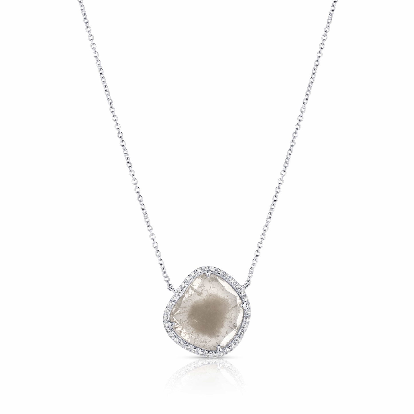 Rivière Platinum 1.71ctw Rose Cut Diamond Salt and Pepper Slab Necklace