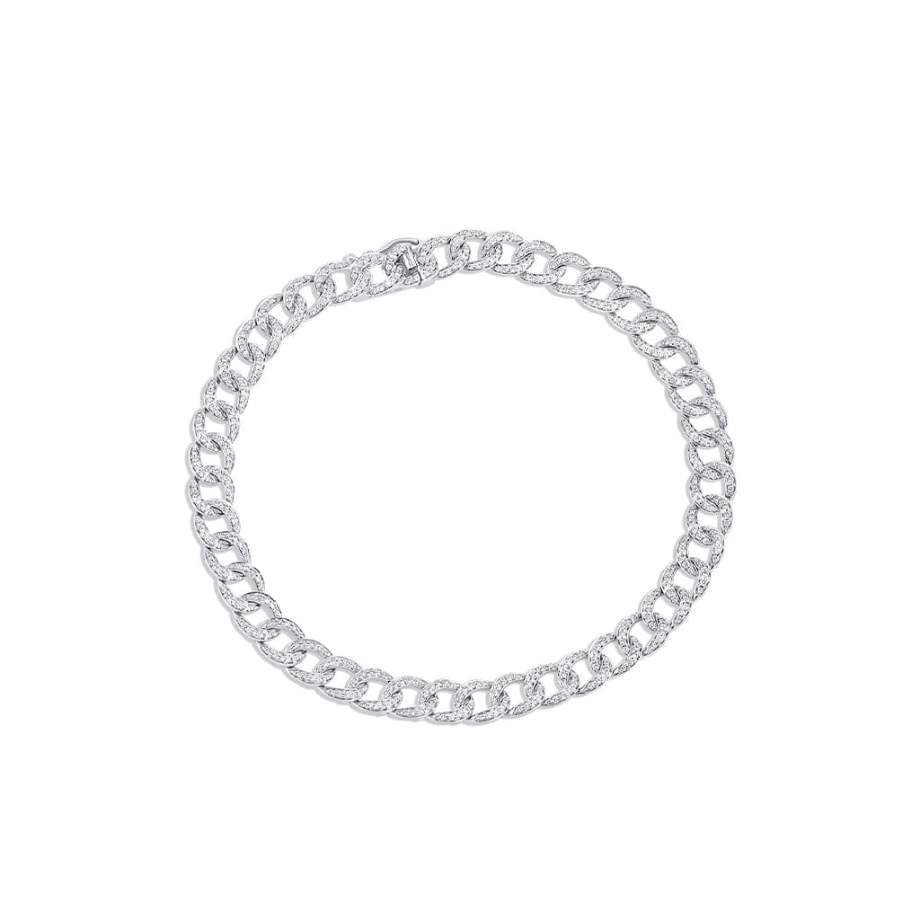 18kt White Gold 1.05ctw Pave Diamond Chain Link Bracelet
