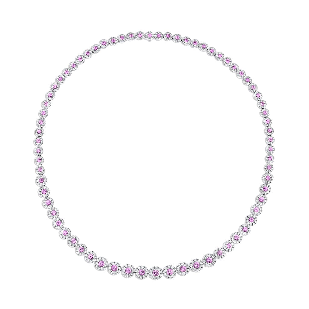 14kt White Gold 6.89ctw Pink Sapphire and Diamond Necklace