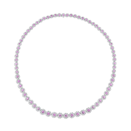14kt White Gold 6.89ctw Pink Sapphire and Diamond Necklace