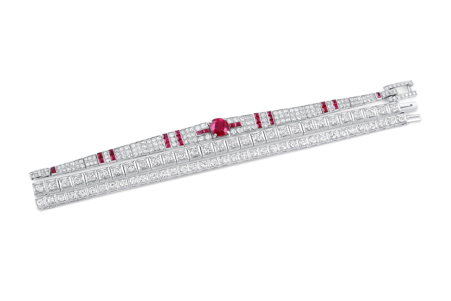 Estate Platinum & Diamond Block Bracelet