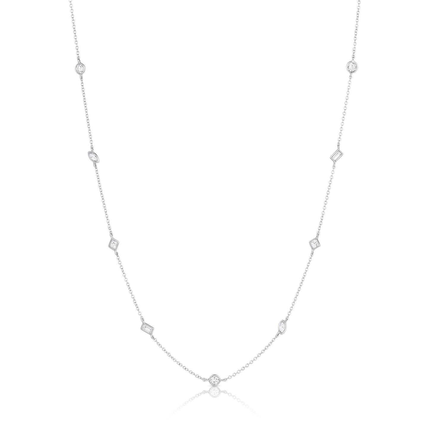 Rivière Platinum Multi Shaped Diamonds by the Yard Necklace