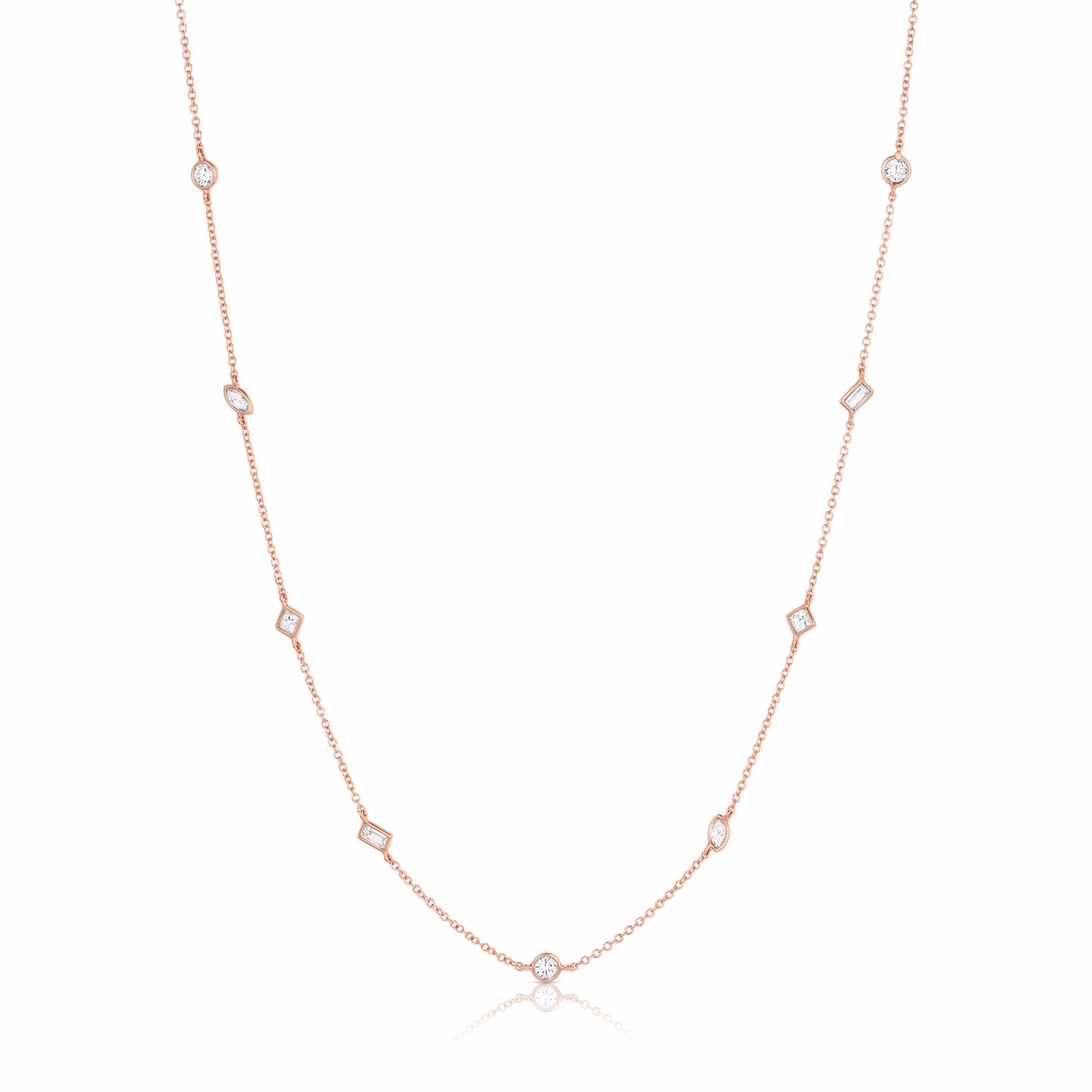 Rivière 18kt Rose Gold Multi Shaped Diamonds by the Yard 18" Necklace