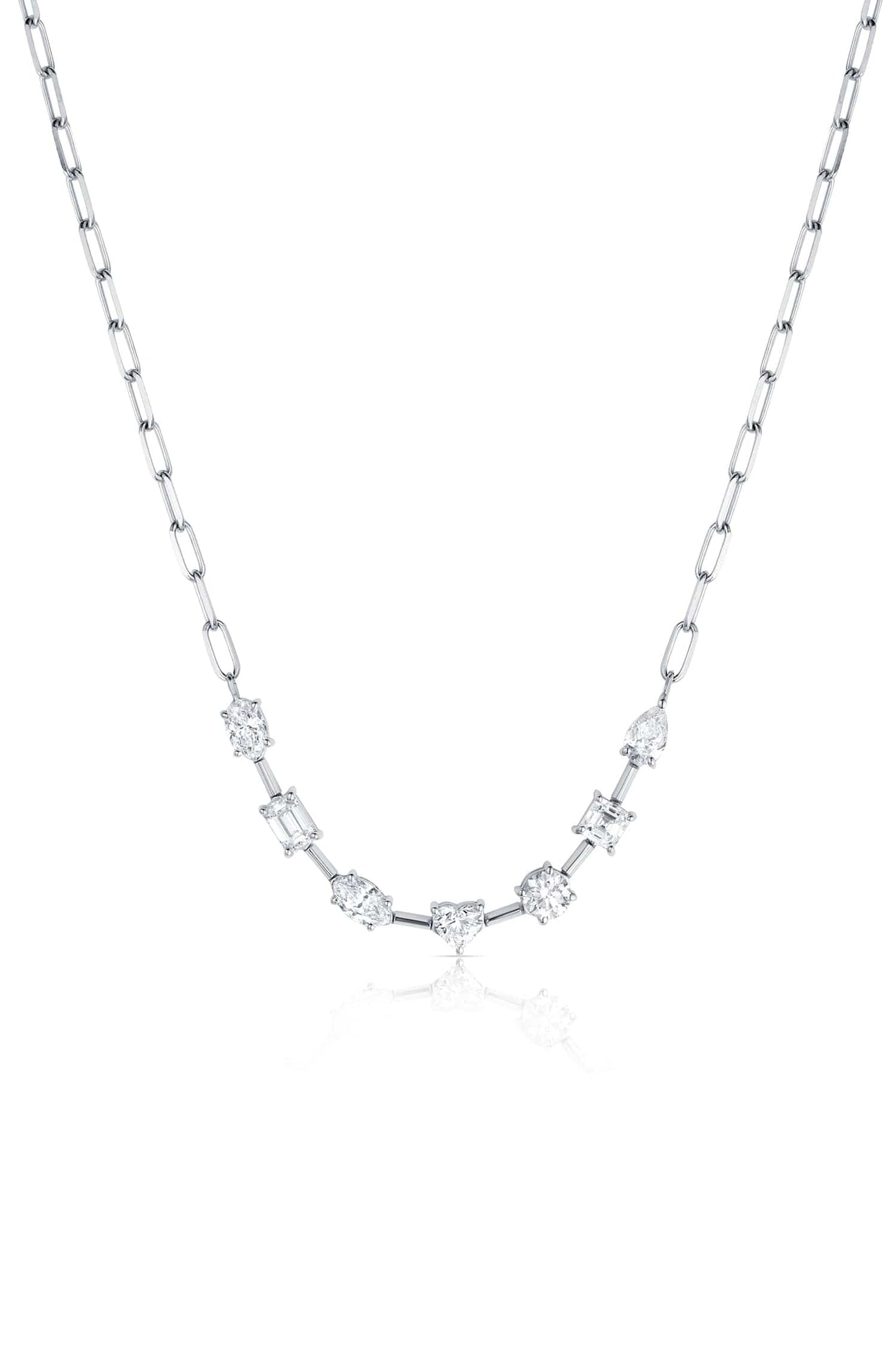 White Gold Mixed Shape Diamond Floating Necklace