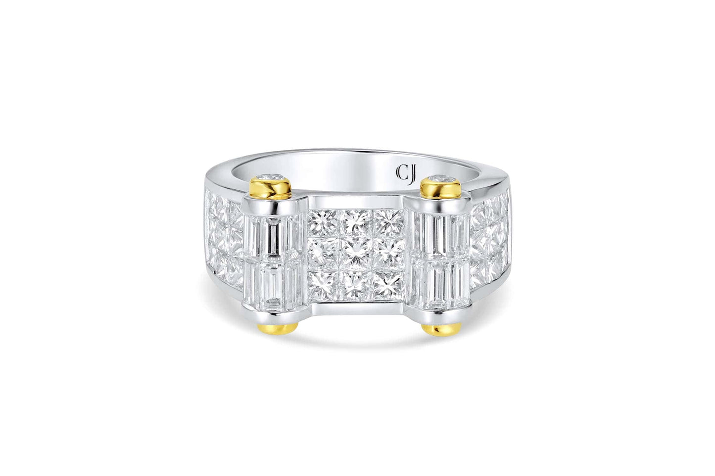Estate Platinum & 18K Yellow Gold Invisible-Set Diamond Ring
