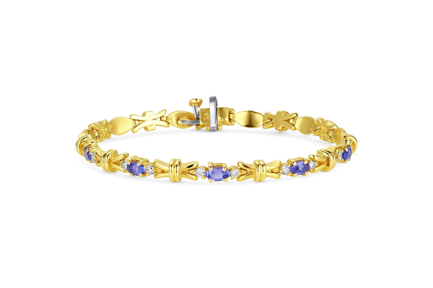 Estate Tanzanite & Diamond Bracelet in 14K Yellow Gold