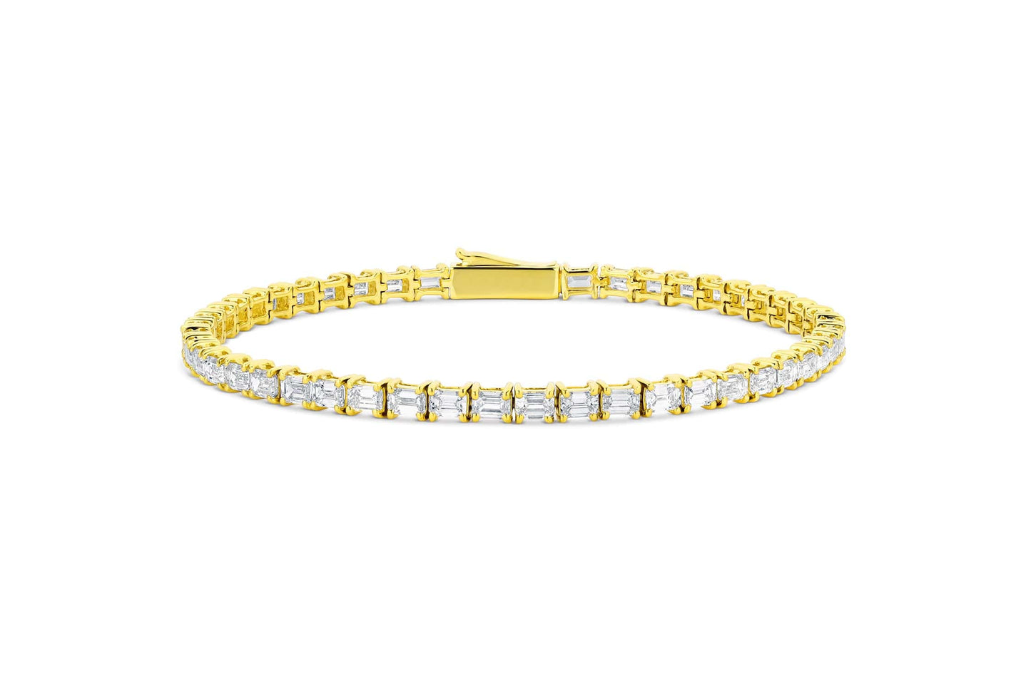 Yellow Gold Emerald Cut Diamond Tennis Bracelet $22,490