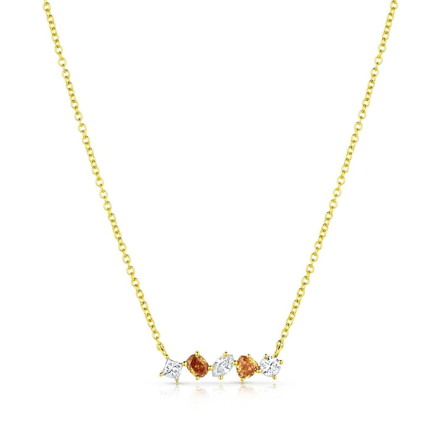 Yellow Gold Multicolor Diamond Necklace