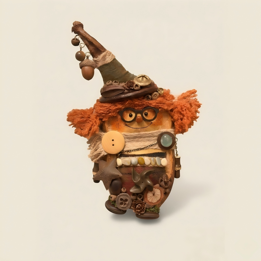 Coco handmade forest sprite pod doll - unique artisan craft with rustic woodland charm