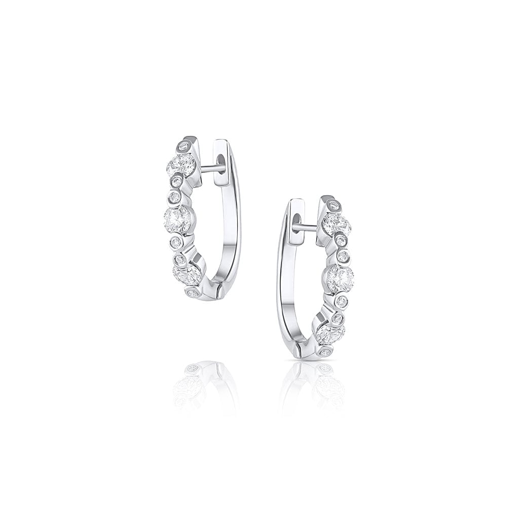 18k White Gold 0.84ctw Diamond Huggy Hoop Earrings