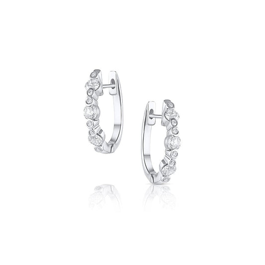 18k White Gold 0.84ctw Diamond Huggy Hoop Earrings