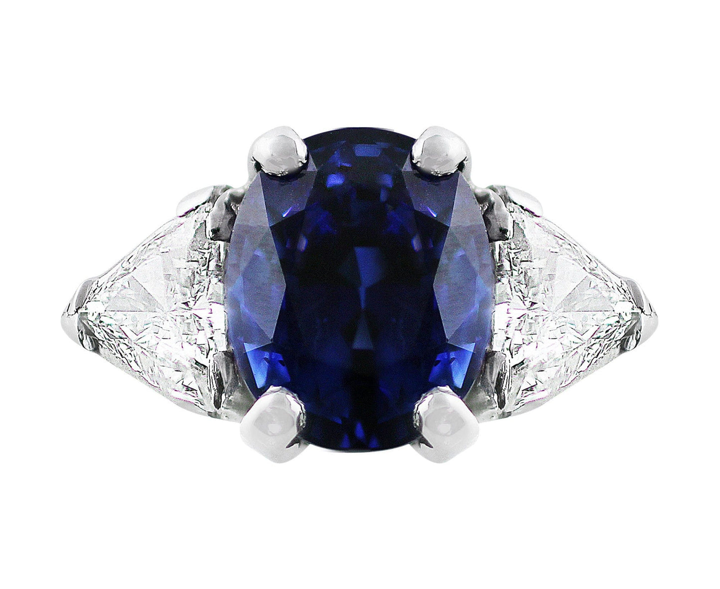 Platinum 4.22ct Ceylon Blue Sapphire Ring