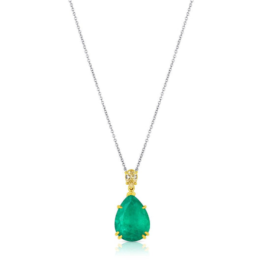 Rivière Platinum 10.66ct Colombian Emerald Fancy Yellow Diamond Necklace, GIA Certified