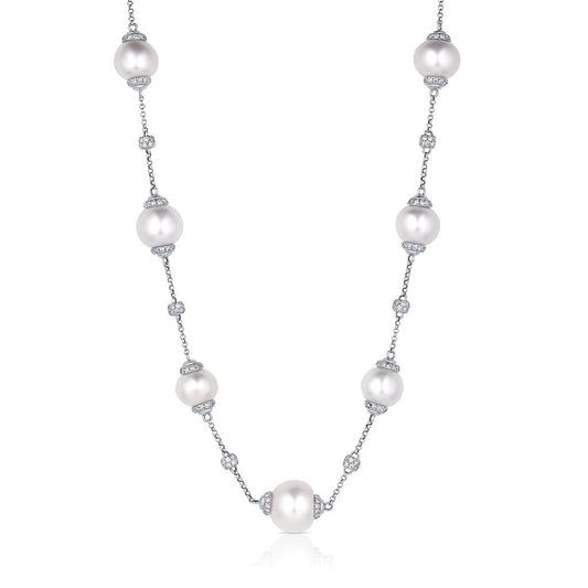 18kt White Gold 16mm Pearl Diamond 51" Necklace