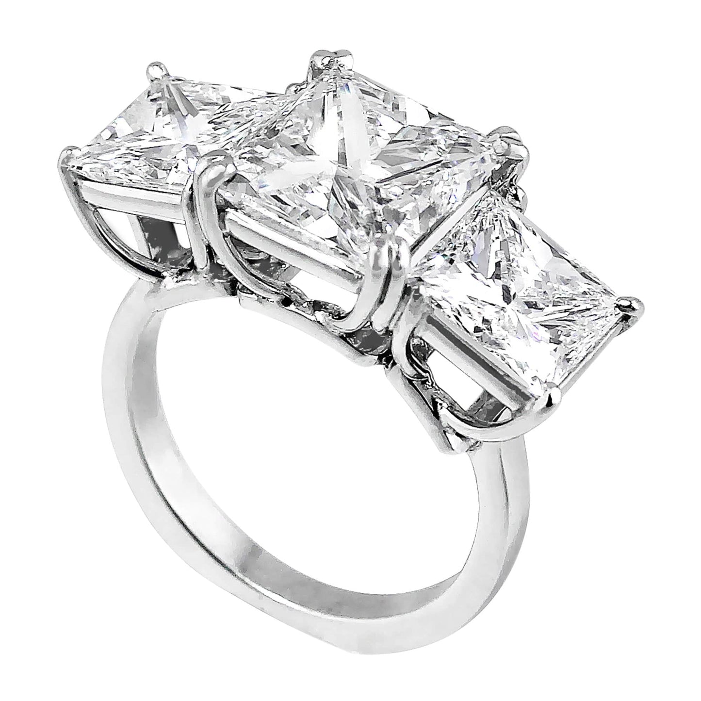 Rivière Platinum 5ct Three Stone Princess Cut Diamond Ring